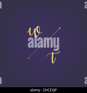 WT initiales lettre alphabet aquarelle logo ensemble de marquage, modèle de logotype féminin dans un style artistique élégant.Logo de luxe féminin Illustration de Vecteur