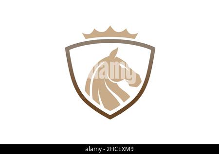 Bouclier Cheval Création Logo Design d'illustration vectorielle, symbole Illustration de Vecteur