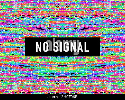 Pixel art aucun signal.Effet de caméra Glitch.Image vectorielle. Illustration de Vecteur