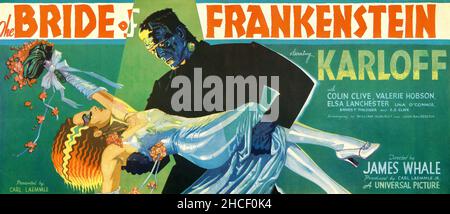 Karoly Grosz a conçu une affiche de film d'horreur - la mariée de Frankenstein avec Boris Karloff Banque D'Images