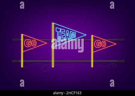 Bannière néons triangle Go.Faites équipe avec un style de dessin animé.Illustration du stock vectoriel. Illustration de Vecteur