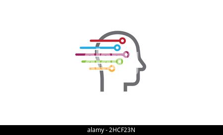 créateur cerveau humain coloré fils technologie logo symbole de vecteur logo Illustration de Vecteur