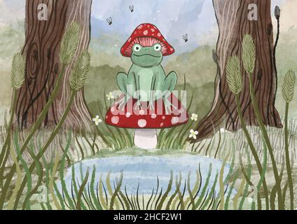 tabouret chapeau grenouille Banque D'Images