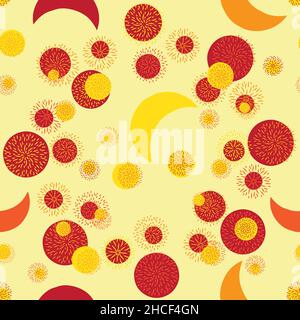 les étoiles de moons et le motif vectoriel de feux d'artifice de la nouvelle année Illustration de Vecteur