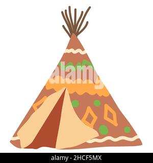 Tipi ou wigwam, demeure des nations du nord du Canada, de la Sibérie, de l'Amérique du Nord Illustration sur fond blanc. Illustration de Vecteur