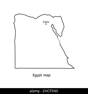 Carte du monde de l'Egypte contour du pays en noir.Illustration vectorielle. Illustration de Vecteur