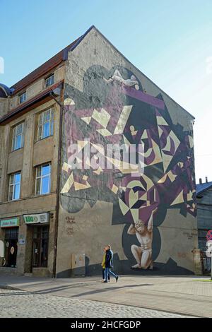 Art de rue à Liepaja dans l'ouest de la Lettonie Banque D'Images