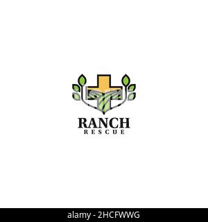 Design moderne Ranch Rescue Protect logo design Illustration de Vecteur