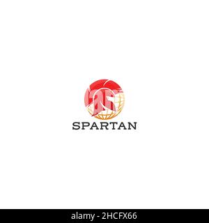 Design moderne et plat avec logo Spartan coloré Illustration de Vecteur