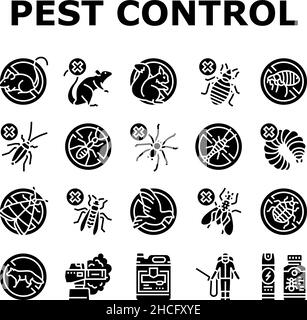 Les icônes de traitement du service de lutte antiparasitaire définissent le vecteur Illustration de Vecteur