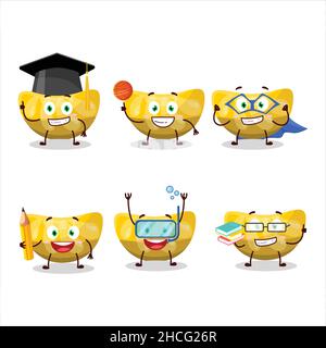 Élève d'école de bonbon orange bonbon personnage de dessin animé avec diverses expressions.Illustration vectorielle Illustration de Vecteur