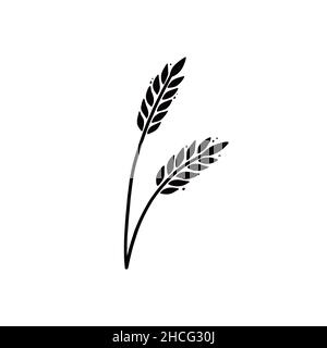 Icône blé, orge, riz. Dessin à la main de style avoine avec grain. Illustration du vecteur isolé du blé. Illustration de Vecteur