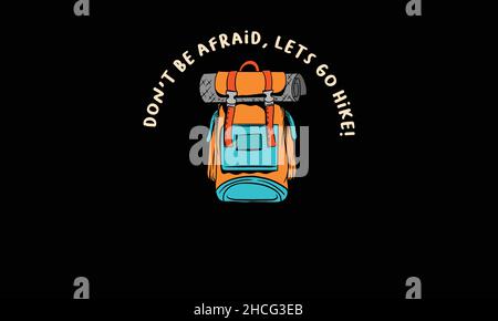 n'ayez pas peur laisse go rando design capmping monogramme texte modèle vectoriel Illustration de Vecteur