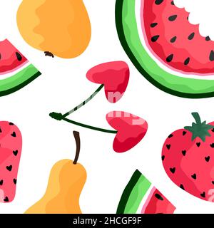 Motif de fruits sans couture pour tissus et textiles, emballages et cadeaux, cartes, linge et enfants Banque D'Images
