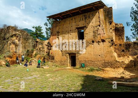 Ruines du drukgyel Dzong à Paro, Bhoutan occidental, Asie Banque D'Images