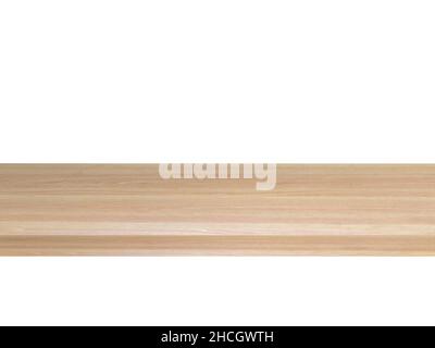Table en bois, comptoir en bois sur fond blanc Banque D'Images