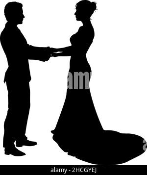 Silhouettes de mariage pour couple mariée et marié Illustration de Vecteur