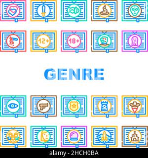 Genre littéraire catégories classes icônes définir le vecteur Illustration de Vecteur