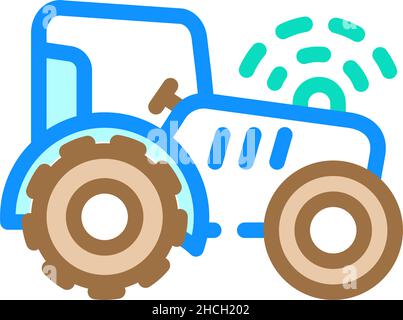 tracteur avec illustration vectorielle d'icône de couleur gps Illustration de Vecteur