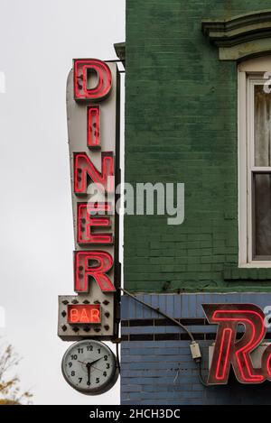 Panneau Old style Diner à Manhattan, New York Banque D'Images