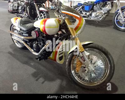 Avellaneda, Argentine - 5 décembre 2021 - photo d'une moto Harley Davidson Sportster Street American Cruiser.Expo Wheels 2021. Banque D'Images