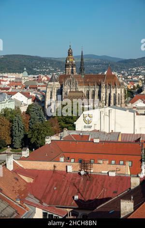 Vue sur le centre-ville avec la cathédrale Sainte-Elisabeth, Kosice, Slovaquie Banque D'Images