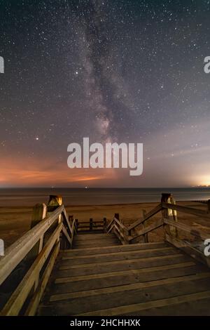 Camber Sands et Milky Way, East Sussex, Royaume-Uni Banque D'Images
