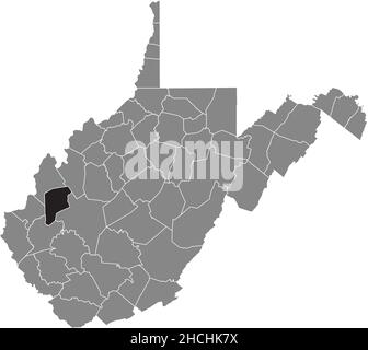 Carte d'emplacement en noir du comté de Putnam carte administrative en gris de l'État fédéral de Virginie-Occidentale, États-Unis Illustration de Vecteur