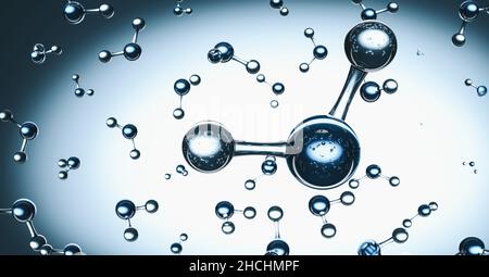 Molécule d'hydrogène H2 flottant dans un liquide Banque D'Images