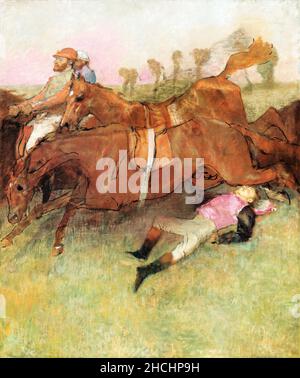 Edgar Degas (français, 1834 - 1917), scène de la Steeplechase : le Jockey déchu, 1866, retravaillé 1880-1881 et c.1897, huile sur toile. Banque D'Images