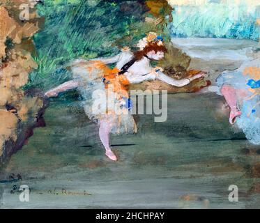 Danseur sur scène (env.1877) peinture en haute résolution par Edgar Degas. Banque D'Images