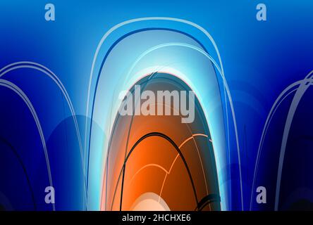 Un arrière-plan abstrait graphique de 3D rendu bleu avec des lignes de tissage Banque D'Images