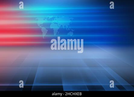 Un 3D a rendu graphique résumé de nouvelles fond, un terrain de studio dans un thème rouge et bleu avec l'espace de copie Banque D'Images