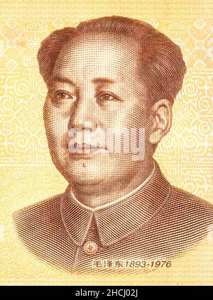 Portrait de Mao Tsé-toung sur un billet de 20 yuan chinois, portrait du président Mao Banque D'Images