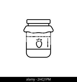 Icône Jam JAR Line. Signe de style linéaire pour le concept mobile et le web design.Icône vectorielle de bourrage de verre dans le bol.Symbole, illustration du logo.Pixel Perfect ve Illustration de Vecteur