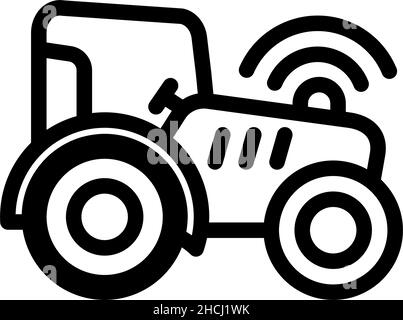 tracteur avec illustration vectorielle d'icône de ligne gps Illustration de Vecteur