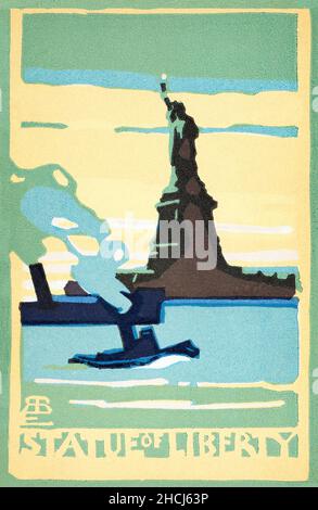 Statue de la liberté (1916) de Postcards: New York série I en haute résolution par Rachael Robinson Elmer. Banque D'Images