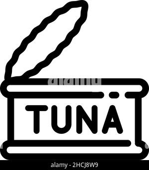 Symbole de la ligne d'icône de la boîte de thon.Élément de poisson isolé de qualité supérieure dans un style tendance. Illustration de Vecteur