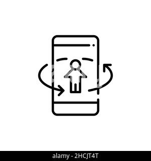 Image à 360 degrés en réalité augmentée sur un smartphone.Pixel Perfect, icône de contour modifiable Illustration de Vecteur