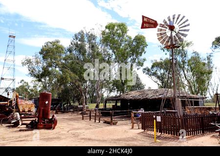 Utilisation de matériel agricole au Loxton Historical Village, dans la région de Riverland, en Australie méridionale Banque D'Images