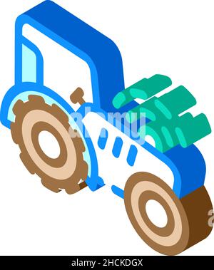 tracteur avec illustration vectorielle d'icône isométrique gps Illustration de Vecteur