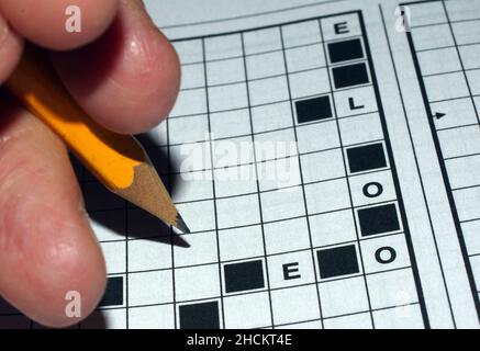 Puzzle Crosswords sur la table Banque D'Images