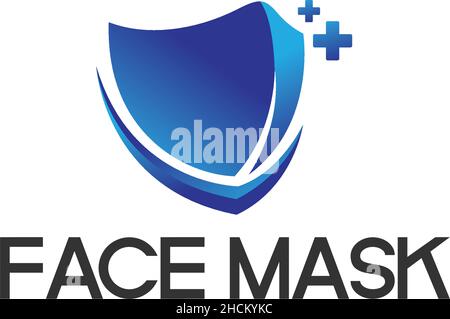 Masque facial minimaliste protection logo de sécurité Illustration de Vecteur