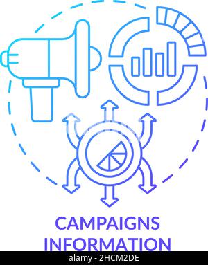 Icône de concept de dégradé bleu des informations sur les campagnes Illustration de Vecteur