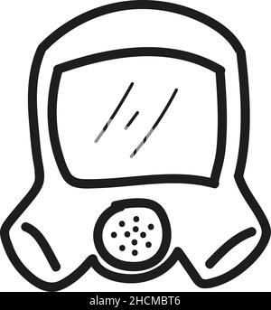 Combinaison de protection chimique dessinée à la main, icône en forme de caniche isolée Illustration de Vecteur