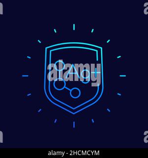 Ion argent, icône de ligne de protection antibactérienne Illustration de Vecteur