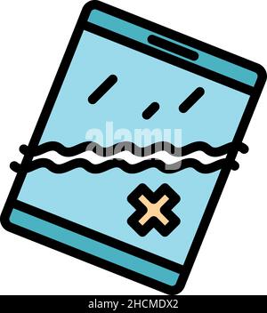 Icône de tablette fissurée.Contour tablette fissurée vecteur icône couleur plat isolé Illustration de Vecteur