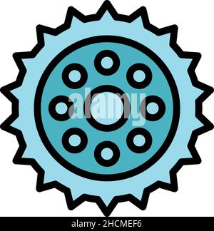 Icône de pièce d'engrenage de réparation de vélo.Contour vélo réparation pièce d'engrenage vecteur icône couleur plat isolé Illustration de Vecteur