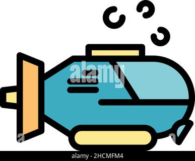 Icône de bathyscaphe de mer.Contour mer bathyscaphe vecteur icône couleur plat isolé Illustration de Vecteur