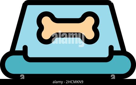 Icône de plat de chien.Contour de la boîte de chien vecteur icône couleur plat isolé Illustration de Vecteur